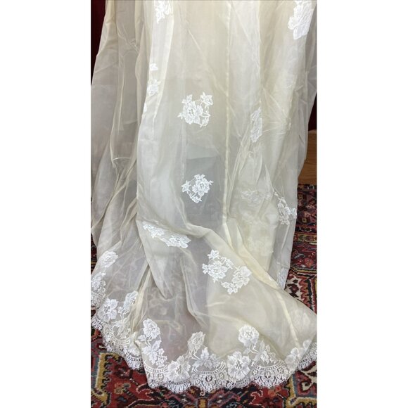 Vintage 60s Jackie O Style Wedding Dress Funnel Neck Detachable Train - Picture 4 of 7